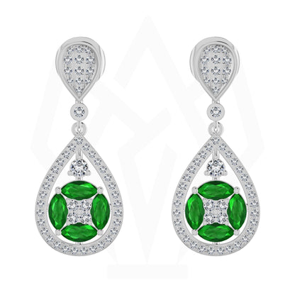 Emerald Elegance Marquise Diamond Drop Earrings