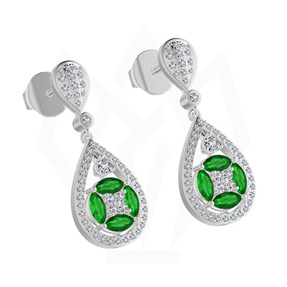 Emerald Elegance Marquise Diamond Drop Earrings