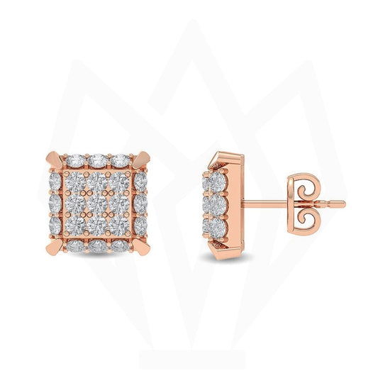 Square Bling Iced out Diamond Stud Earrings