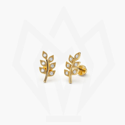 Leaf Design Diamond Stud Earrings