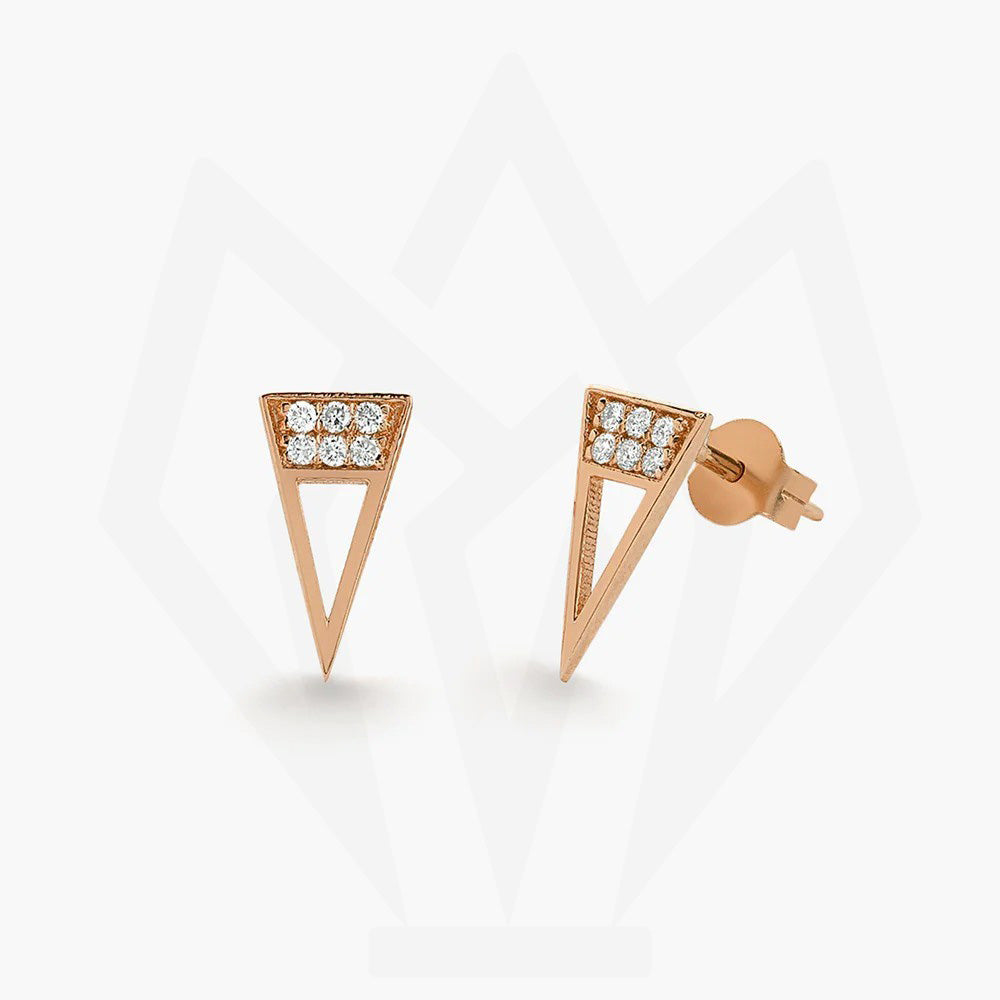 Geometric Design Diamond Stud Earrings