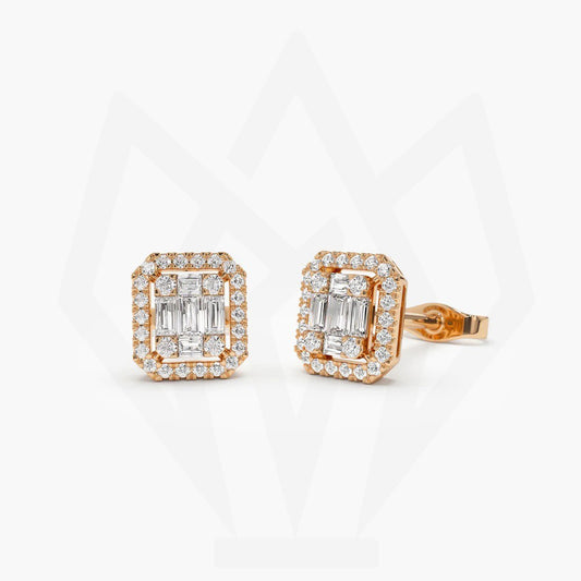 Emerald Shape Classic Diamond Stud Earrings