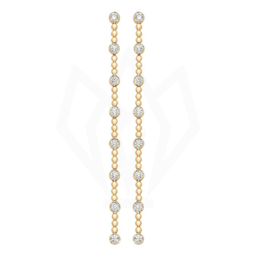 Bezel set Station Diamond Drop Earring