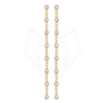 Bezel set Station Diamond Drop Earring