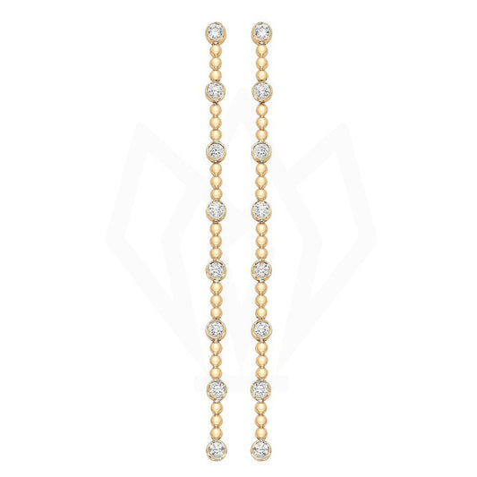 Bezel set Station Diamond Drop Earring