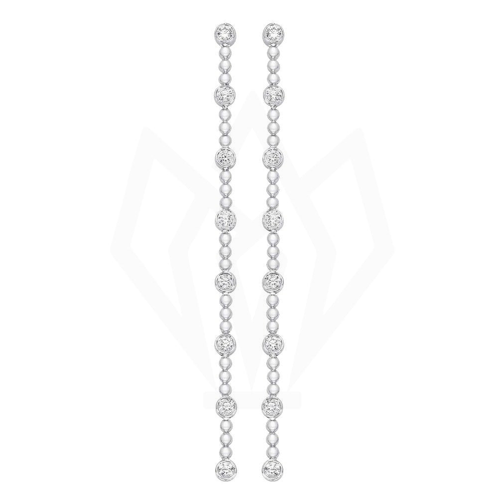 Bezel set Station Diamond Drop Earring