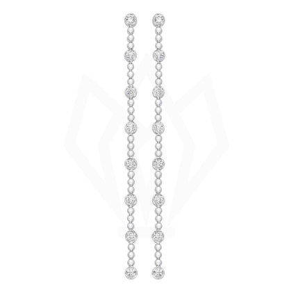 Bezel set Station Diamond Drop Earring