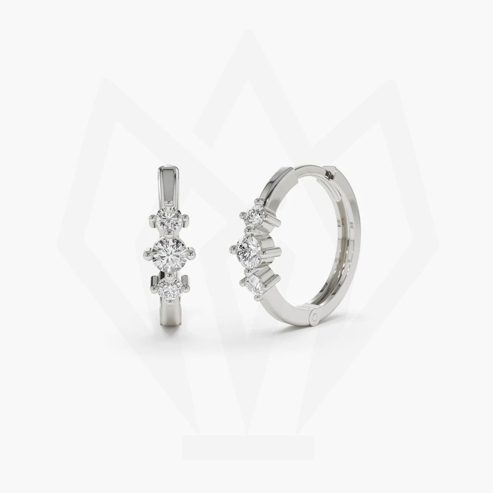 Three-Stone Diamond Huggie Earring