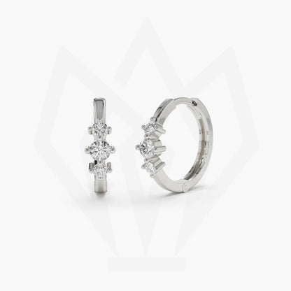 Three-Stone Diamond Huggie Earring