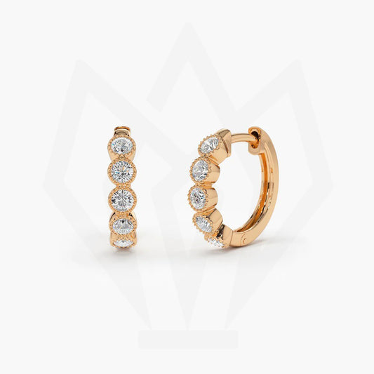 Bezel Setting Diamond Hoops Earring