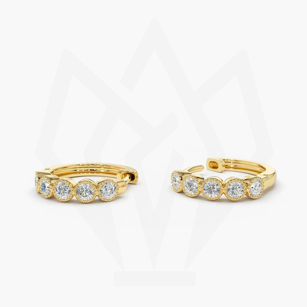 Bezel Setting Diamond Hoops Earring