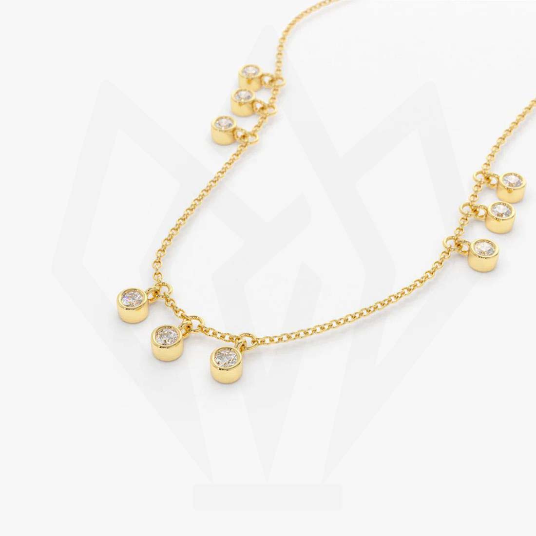 Bezel Setting Diamond Station Necklace