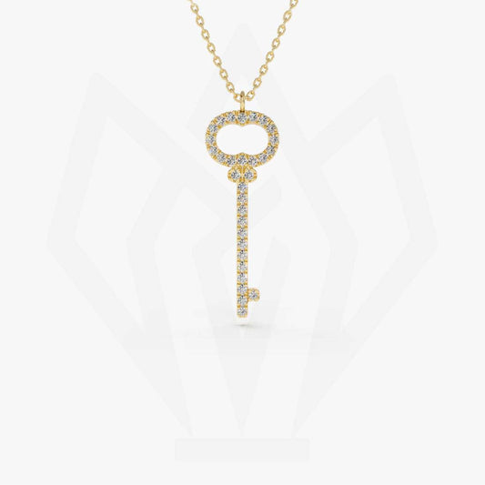 Key Charm Diamond Pendant Necklace