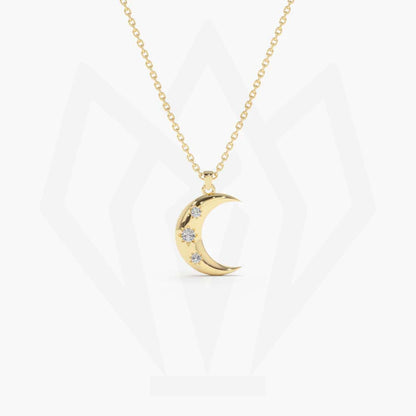 Moon Charm Diamond Pendant Necklace