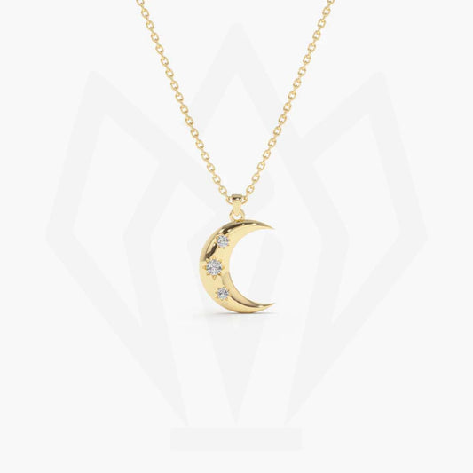 Moon Charm Diamond Pendant Necklace