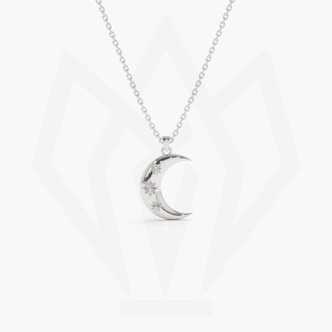 Moon Charm Diamond Pendant Necklace