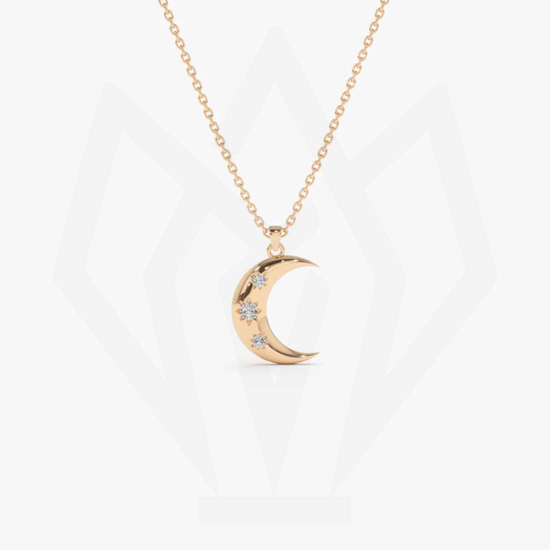 Moon Charm Diamond Pendant Necklace