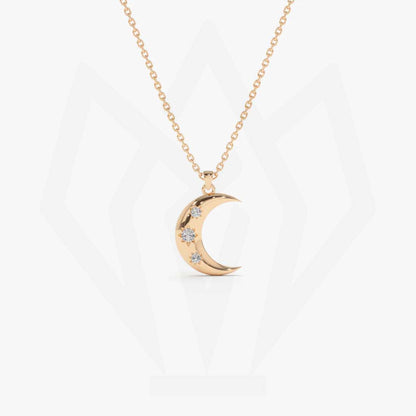 Moon Charm Diamond Pendant Necklace