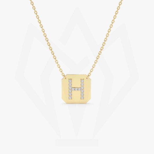 H Initial Charm Diamond Pendant Necklace