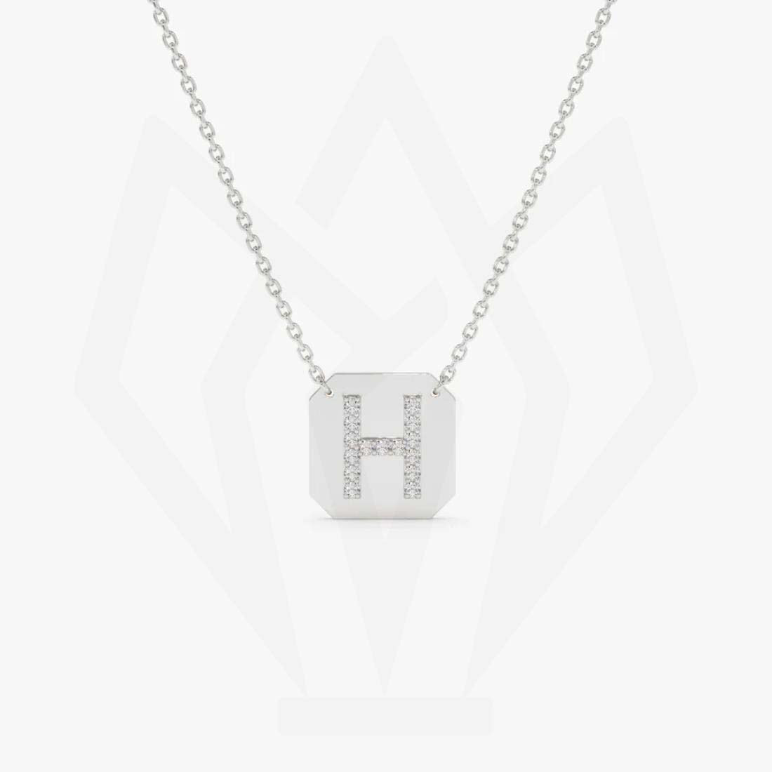 H Initial Charm Diamond Pendant Necklace