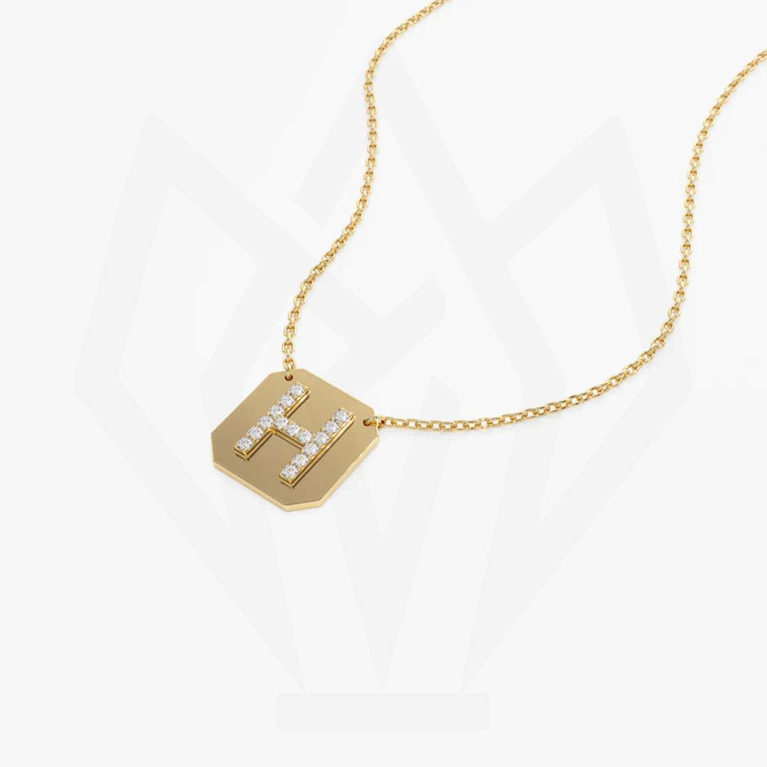 H Initial Charm Diamond Pendant Necklace