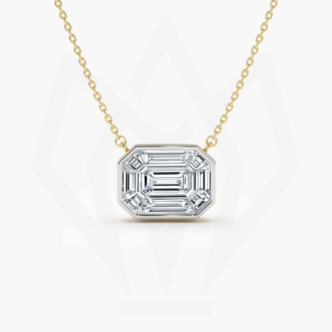 Pie Cut Solitaire Diamond Pendant Necklace