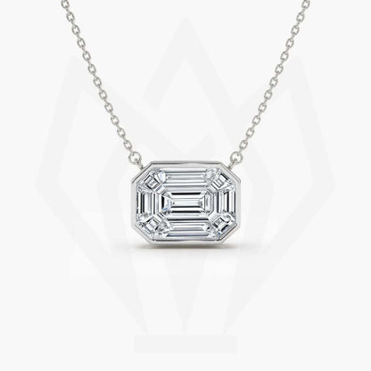 Pie Cut Solitaire Diamond Pendant Necklace