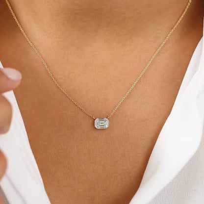 Pie Cut Solitaire Diamond Pendant Necklace