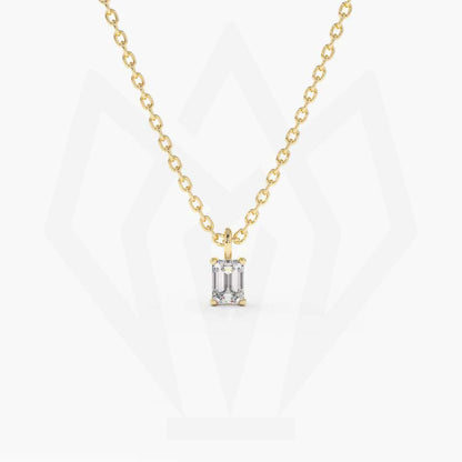 Solitaire Baguette Diamond Pendant Necklace