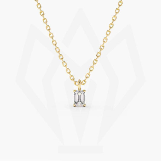 Solitaire Baguette Diamond Pendant Necklace