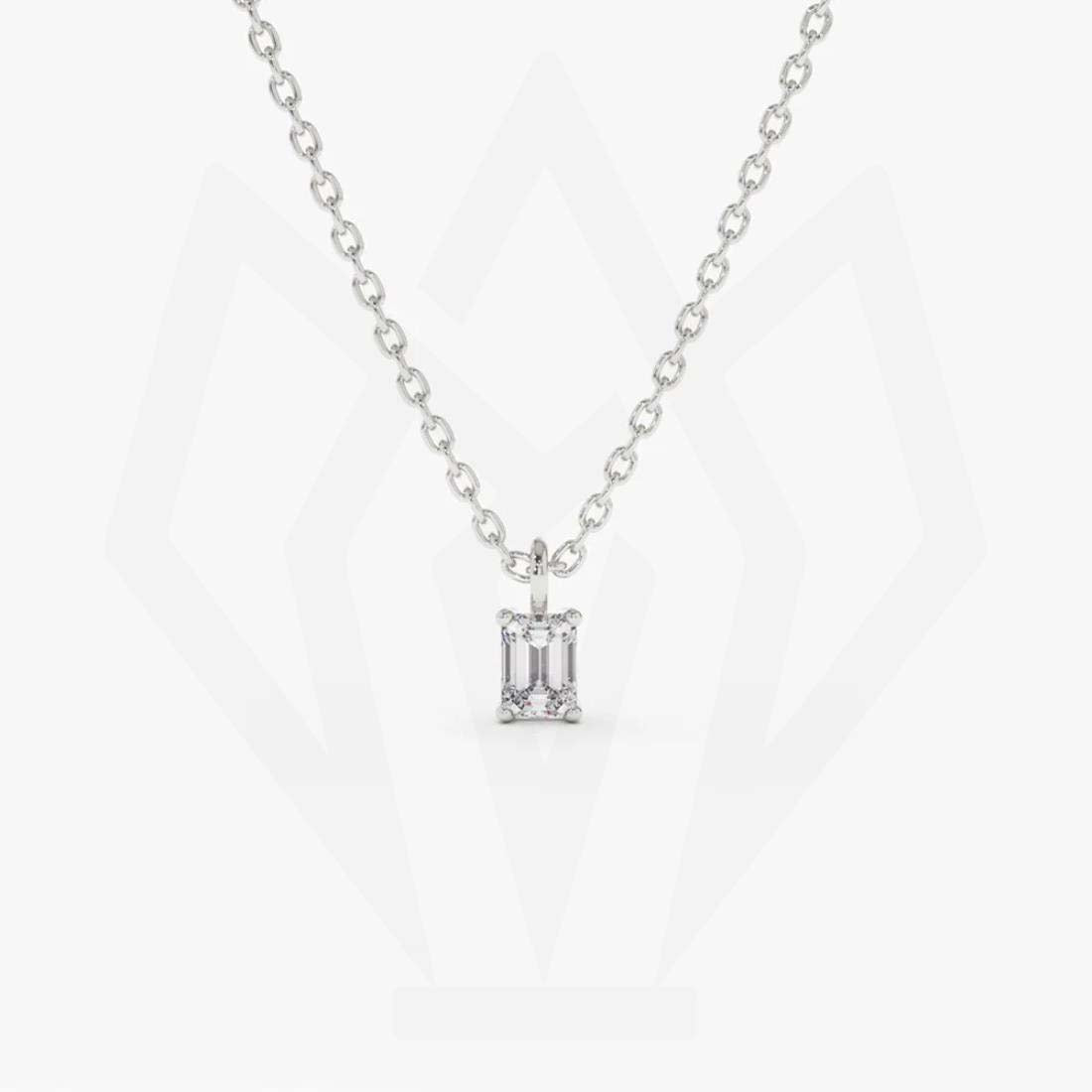 Solitaire Baguette Diamond Pendant Necklace