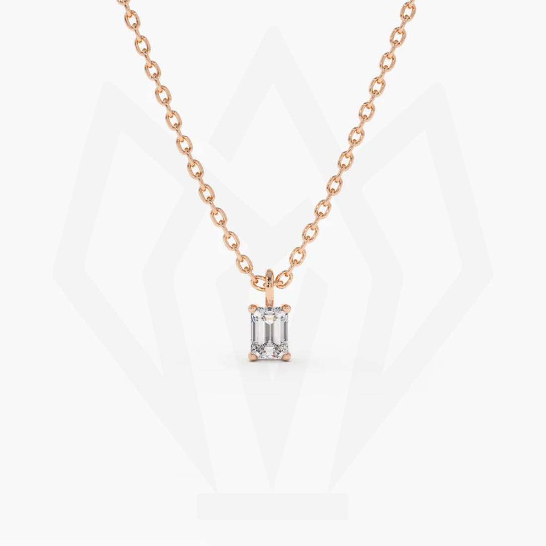 Solitaire Baguette Diamond Pendant Necklace