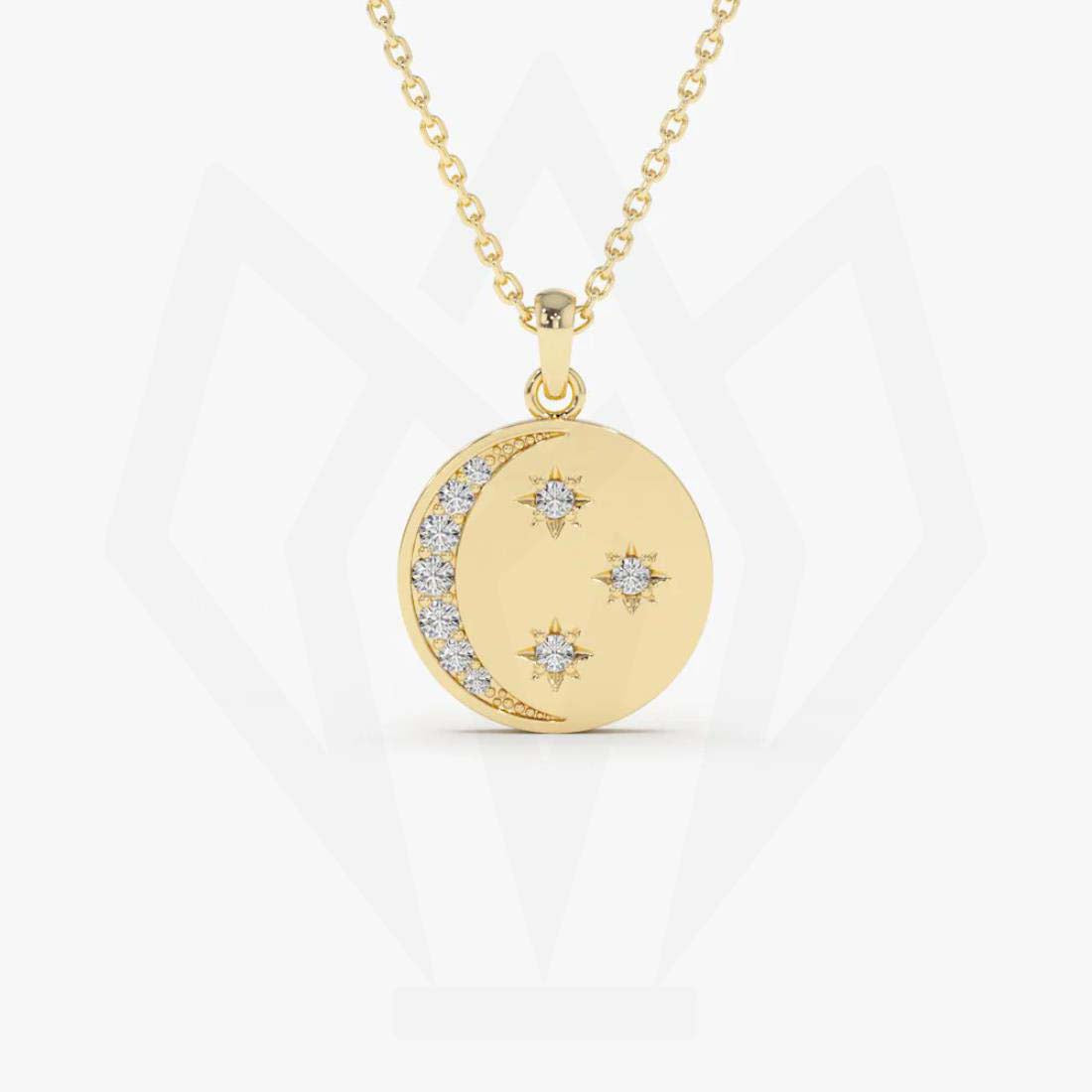 Crescent Moon & Star Diamond Pendant Necklace