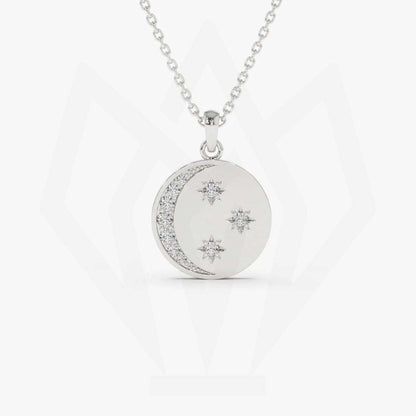 Crescent Moon & Star Diamond Pendant Necklace