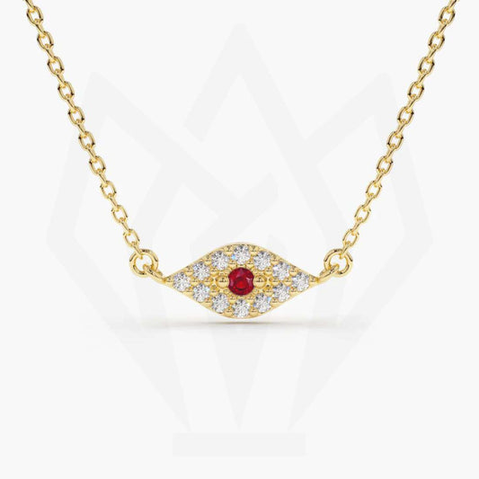 Rede Stone Evil Eye Diamond Charm Necklace