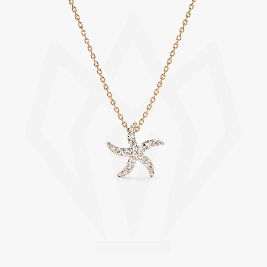 Starfish Diamond Charm Necklace