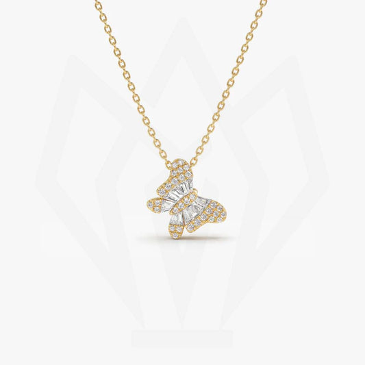 Butterfly Charm Diamond Pendant Necklace