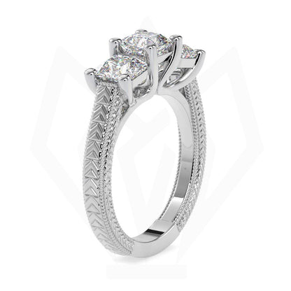 Three Stone Princess Cut Diamond Engagement Ring