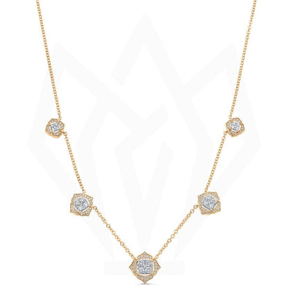 Flower Petal Charm Diamond Necklace