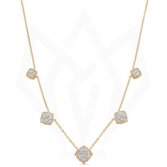 Flower Petal Charm Diamond Necklace