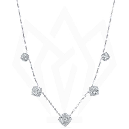 Flower Petal Charm Diamond Necklace